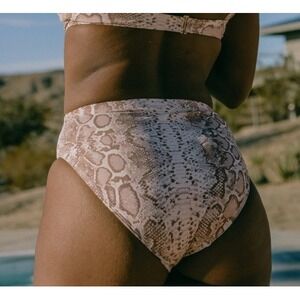 Kingdom & State Mauve Snakeskin High Waisted Bikini Bottoms XL Animal Print New